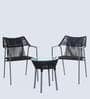 Serra Steel & Braided Rope Table And Chair Sets In Black Grey Finish