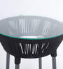 Serra Steel & Braided Rope Table And Chair Sets In Black Grey Finish