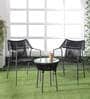 Serra Steel & Braided Rope Table And Chair Sets In Black Grey Finish