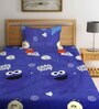 Sesame Street Themed Single Bedsheet with 1 Pillow Cover in Blue Colour