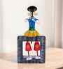 Multicolour Iron Folk Musician Lady Showpiece