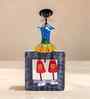 Multicolour Iron Folk Musician Lady Showpiece