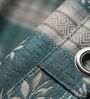 Aqua Polyester Floral 7Ft Light Filtering Eyelet Door Curtains 2Pcs