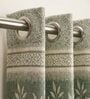 Olive Polyester Floral 7Ft Light Filtering Eyelet Door Curtains 2Pcs
