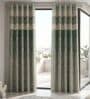 Olive Polyester Floral 7Ft Light Filtering Eyelet Door Curtains 2Pcs