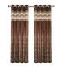 Coffee Silk Abstract 7Ft Light Filtering Eyelet Door Curtains 2Pcs