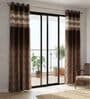 Coffee Silk Abstract 7Ft Light Filtering Eyelet Door Curtains 2Pcs