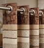 Coffee Silk Abstract 7Ft Light Filtering Eyelet Door Curtains 2Pcs