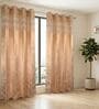 Gold Silk Abstract 7Ft Light Filtering Eyelet Door Curtains 2Pcs