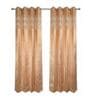 Gold Silk Abstract 7Ft Light Filtering Eyelet Door Curtains 2Pcs