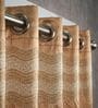 Gold Silk Abstract 7Ft Light Filtering Eyelet Door Curtains 2Pcs
