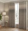 Grey Poly Cotton Floral 7Ft Light Filtering Eyelet Door Curtains 2Pcs