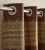Coffee Polyester Floral 7Ft Light Filtering Eyelet Door Curtains 2Pcs