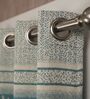 Aqua Polyester Floral 9Ft Light Filtering Eyelet Long Door Curtains 2Pcs
