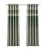 Olive Polyester Floral 9Ft Light Filtering Eyelet Long Door Curtains 2Pcs