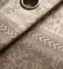 Beige Poly Cotton Floral 9Ft Light Filtering Eyelet Long Door Curtains 2Pcs