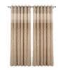 Beige Poly Cotton Floral 9Ft Light Filtering Eyelet Long Door Curtains 2Pcs