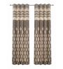 Coffee Polyester Geometric 9Ft Light Filtering Eyelet Long Door Curtains 2Pcs