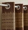 Coffee Polyester Floral 9Ft Light Filtering Eyelet Long Door Curtains 2Pcs