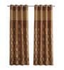 Coffee Polyester Floral 9Ft Light Filtering Eyelet Long Door Curtains 2Pcs