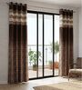 Coffee Silk Abstract 9Ft Light Filtering Eyelet Long Door Curtains 2Pcs