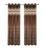 Coffee Silk Abstract 9Ft Light Filtering Eyelet Long Door Curtains 2Pcs