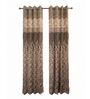 Coffee Poly Cotton Floral 9Ft Light Filtering Eyelet Long Door Curtains 2Pcs