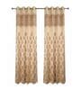 Cream Polyester Floral 9Ft Light Filtering Eyelet Long Door Curtains 2Pcs