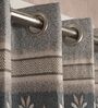 Grey Polyester Floral 9Ft Light Filtering Eyelet Long Door Curtains 2Pcs