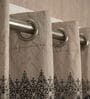Grey Polyester Floral 9Ft Light Filtering Eyelet Long Door Curtains 2Pcs