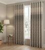 Grey Poly Cotton Floral 9Ft Light Filtering Eyelet Long Door Curtains 2Pcs