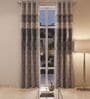 Grey Polyester Floral 9Ft Light Filtering Eyelet Long Door Curtains 2Pcs
