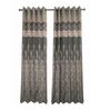 Grey Polyester Floral 9Ft Light Filtering Eyelet Long Door Curtains 2Pcs