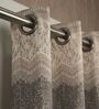 Grey Poly Cotton Floral 9Ft Light Filtering Eyelet Long Door Curtains 2Pcs