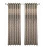 Grey Poly Cotton Floral 9Ft Light Filtering Eyelet Long Door Curtains 2Pcs