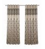 Grey Polyester Floral 9Ft Light Filtering Eyelet Long Door Curtains 2Pcs