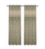 Olive Poly Cotton Floral 9Ft Light Filtering Eyelet Long Door Curtains 2Pcs