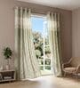Olive Poly Cotton Floral 9Ft Light Filtering Eyelet Long Door Curtains 2Pcs