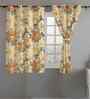 Orange Cotton Floral 5ft Eyelet Window Curtains (2 Pcs)