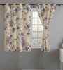 Purple Cotton Floral 5ft Eyelet Window Curtains (2 Pcs)