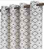 Grey Cotton Floral 5ft Eyelet Window Curtains (2 Pcs)