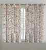 Beige Cotton Floral 5ft Eyelet Window Curtains (2 Pcs)