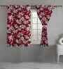 Maroon Cotton Floral 5ft Window Curtains (2 Pcs)