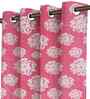 Pink Cotton Floral 5ft Window Curtains (2 Pcs)