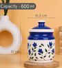 Set Of 2 Blue & White 600 ML Ceramic Barni Jar with Lid