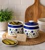 Set Of 2 Blue & White 600 ML Ceramic Barni Jar with Lid