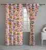 Multicolor Cotton Floral 7ft Eyelet Door Curtains (2 Pcs)