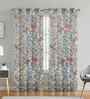 Multicolor Cotton Floral 7ft Door Curtains (2 Pcs)