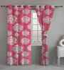 Pink Cotton Floral 9ft Long Door Curtains (2 Pcs)