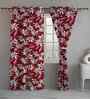 Maroon Cotton Floral 9ft Long Door Curtains (2 Pcs)